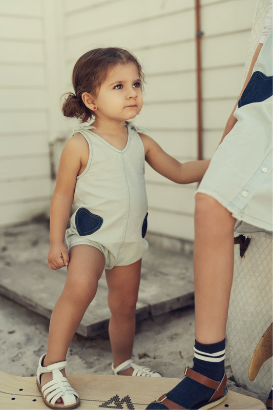 Denim Heart Romper