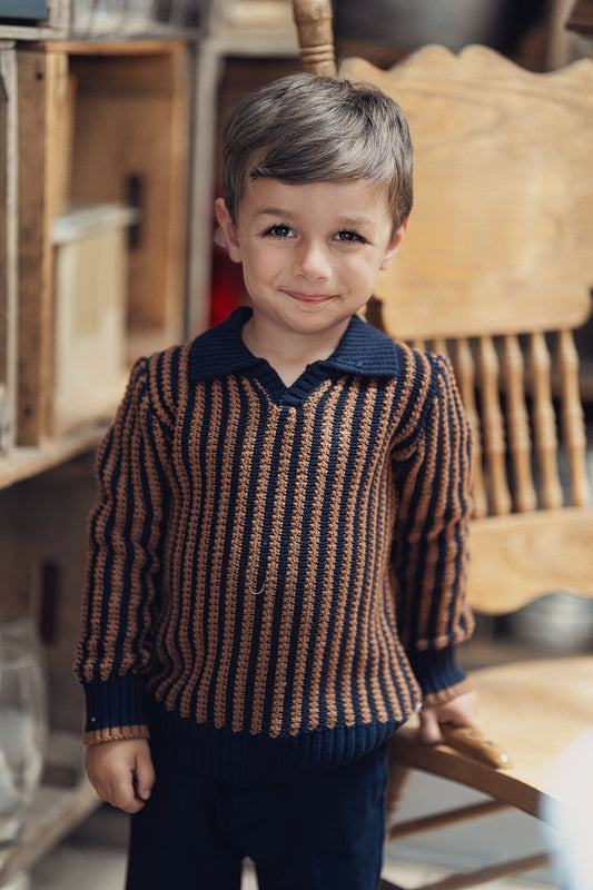 Striped textured knit sweater