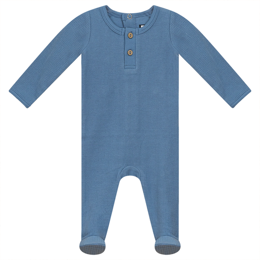 Footie with Buttons- Blue